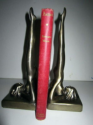 Frankart Standing Nymphs Bookends,Art Deco  in Brass metal  9-1/4" Tall a paIR