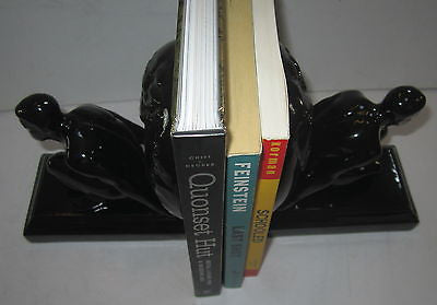 Frankart Style Atlas Male Bookends Art Deco-Very Heavy, all Black- GAY Interest