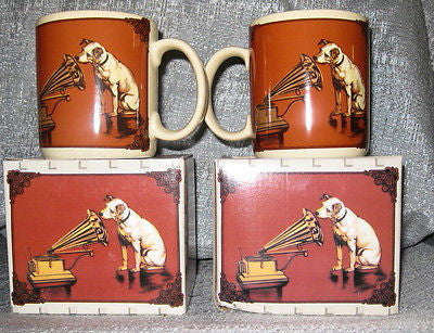 Nipper Victor Edison Dog and Phonograph Stoneware Ceramic Coffee Mug Cup NOS