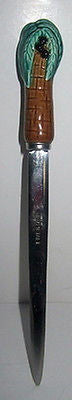 PALM TREE Letter Opener Ceramic and Stainless Steel 7" TALL 1980's  Flamingo
