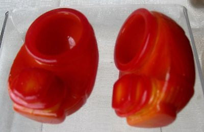 Glass classic bird cage feeders orange agate glass a pair2 pieces