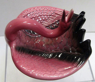 Flamingo ashtray or soapdish card tray ceramic  7-1/2" c1983 very tall