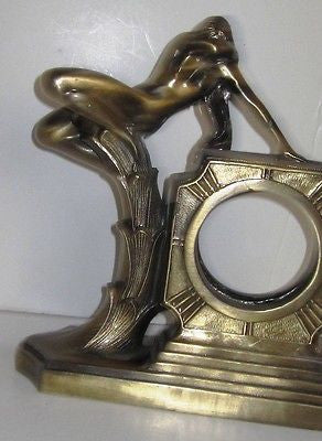 Nymph on an Art Deco Mantle Clock Case Brass A very Erotic Sexual Pose