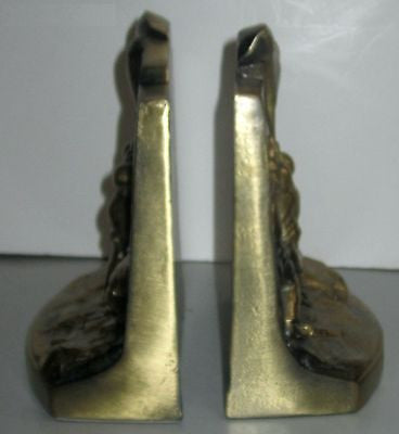 WWII USMC Iwo Jima BOOKENDS Brass Metal, A Pair (2) -Very heavy