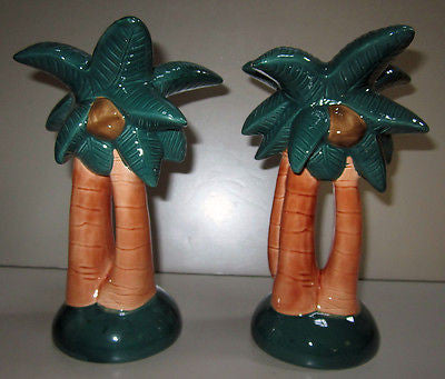 PALM Tree Candlesticks You are buyiing a Pair 2 PCs Ceramic 9" tall  Flamingo
