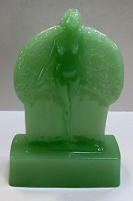 Frankart Sally Rand Nude Feather Nymph Jadite Green Glass Art Deco laMP
