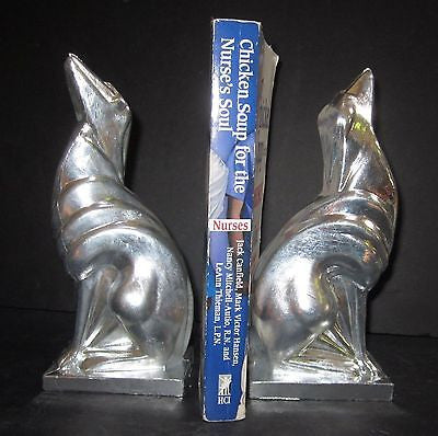 Frankart Greyhound -Dog Art Deco Highly Polished Aluminum Bookends USA a Pair