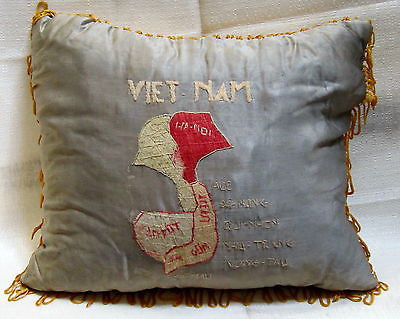 VIET NAM WAR Hand Embroidered Country Map Sweetheart Pillow Sham