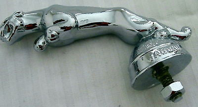 1950's Jaguar auto car hood ornament mascot in triple chrome
