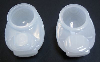 Glass classic bird cage feeders transparent opal white glass a pair2 pieces