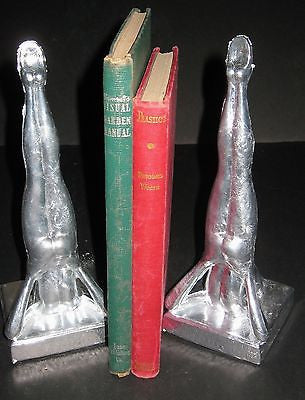 Frankart Standing Nymph Bookends Art Deco in Aluminum metal 9-1/4" Tall a paIR