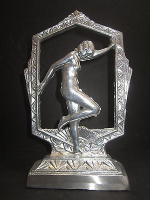 Frankart style flapper nymph art deco in aluminum lamp body casting USA