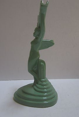 Frankart Style 20's Nude Nymph Art Deco Greenie Lamp 9" Base