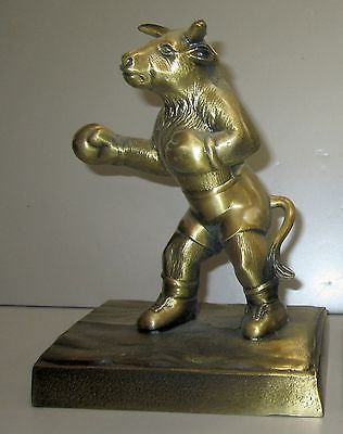 Bull + Bear Stock Broker Investor Brass Metal Bookends a Pair all metAL