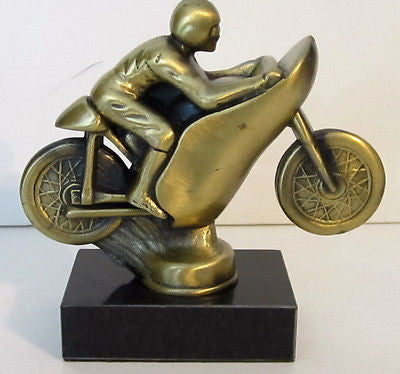 Racing or Driving  Motorcycle Hood ornament or Mascot, brass statue