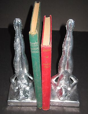 Frankart Standing Nymph Bookends Art Deco in Aluminum metal 9-1/4" Tall a paIR