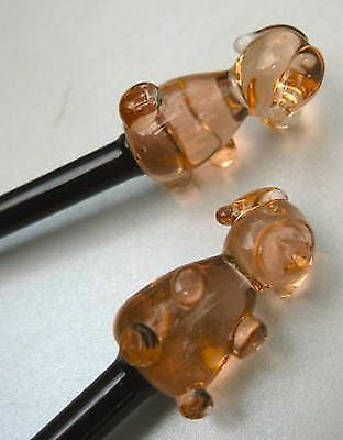 (4 PCs) Pig Hog Oink Crystal Glass Swizzle Sticks, set of 4, Cocktail driNK