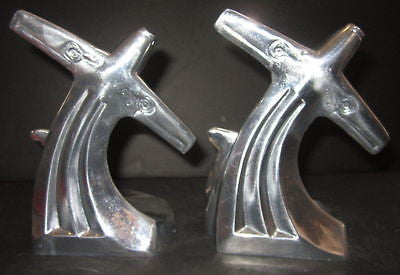 Piper Cub -Airplane Bookends Art Deco in Highly Polished Aluminum is a pair USA