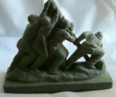 WWII USMC Iwo Jima monument statue green patina metal with hole USA made