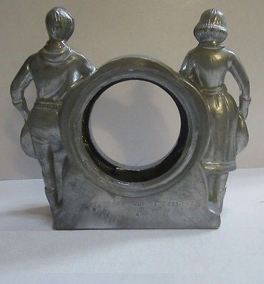 Western Cowboy Cowgirl Art Deco Mantle Clock Case in Aluminum  Heavy