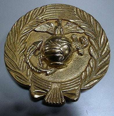 USMC Marine Corps Insignia Solid Brass Round Plaque Grave Marker  7"  Diameter