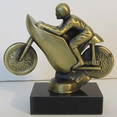 Racing or Driving  Motorcycle Hood ornament or Mascot, brass statue