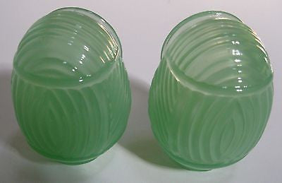 Glass Classic Bird Cage Feeders Fire King Green GLASS A Pair 2 matching piecES