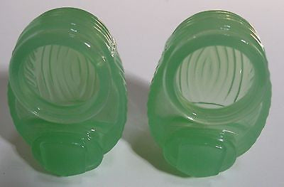 Glass Classic Bird Cage Feeders Fire King Green GLASS A Pair 2 matching piecES
