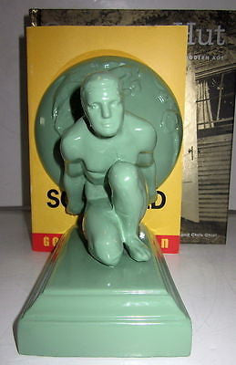 Frankart Style Atlas Male Bookends Art Deco-Very Heavy, all Green- GAY IntereST