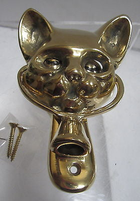 Cat  Kitten Retro Winking Eyes Door Knocker in solid Brass 1970's