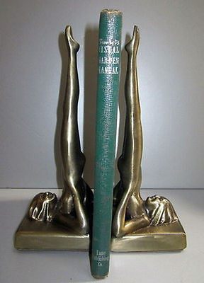 Frankart standing nymphs bookends art deco in brass metal 9-1/4" tall a pair USA