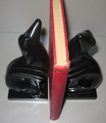 Frankart Greyhound Dog Art Deco Black Bookends a pair all metal USA