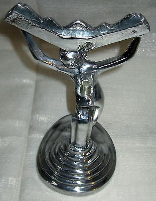 Frankart style 20's nude nymph art deco polished aluminum lamp 9" base USA