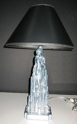 Frankart Spirit of Modernism Art Deco Lamp Base,all Metal A DEFECT Hole in froNT