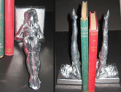 Frankart Standing Nymph Bookends Art Deco in Aluminum metal 9-1/4" Tall a paIR