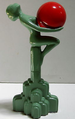 Frankart Style Art Deco Nymph Green Figurine with an Orange Bakelite Ball USA