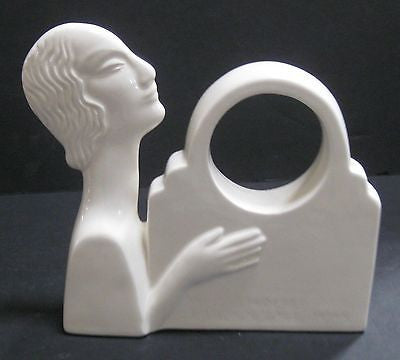 Nymph Art Deco White Ceramic Mantle Clock case  Old Japanese
