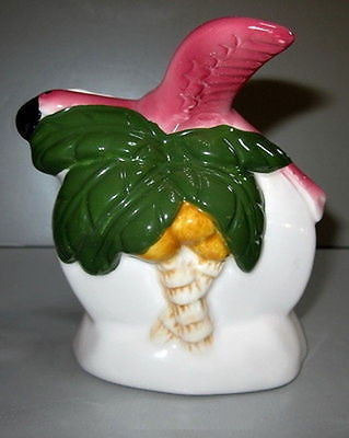 Flamingo Napkin or Letter Holder Figurine 4-3/4 inches tall 1980's ceramIC