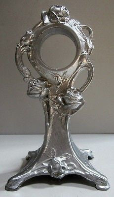 A Beautiful Roses Art Nouveau Clock Case in Aluminum - 10-1/2" Tall , art deCO