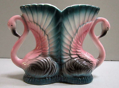 Flamingo - a double FLAMINGO vase   Old Ceramic  5" tall
