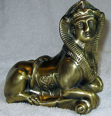 Uniquie large Egyptian sphinx statue brass metal USA