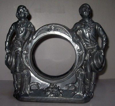 Western Cowboy Cowgirl Art Deco Mantle Clock Case in Aluminum  Heavy
