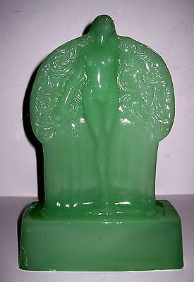 Frankart Sally Rand Nude Feather Nymph Jadite Green Glass Art Deco laMP