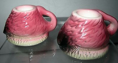 Flamingo sitting candlesticks c1987 2" x 3" ceramic  a pair 2 Pcs
