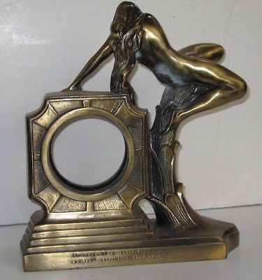 Nymph on an Art Deco Mantle Clock Case Brass A very Erotic Sexual Pose