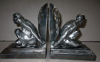Frankart Style Atlas Male Bookends Art Deco in Aluminum metal  GAY IntereST