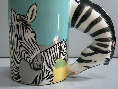 Zebra coffee mug cup  ceramic  c1986 very large 13 ounces old