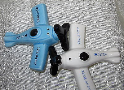 El Al Airlines Collectable Salt & Pepper Shakers S & P Ceramic Tel Aviv New York