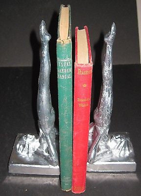 Frankart Standing Nymph Bookends Art Deco in Aluminum metal 9-1/4" Tall a paIR