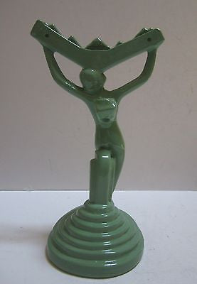 Frankart Style 20's Nude Nymph Art Deco Greenie Lamp 9" Base